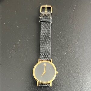 Movado Black and Gold Women's Watch